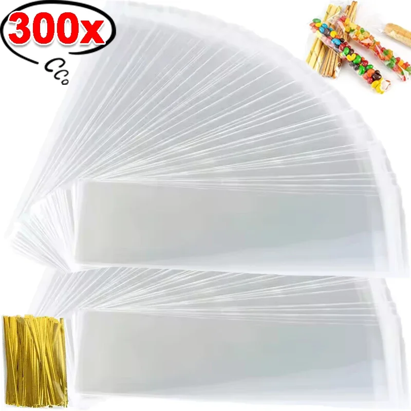 100-300Pcs Clear Cellophane Gift Bags Plastic Cookie Lollipop Gift Packaging Bag Christmas Wedding Birthday Favor Decoration