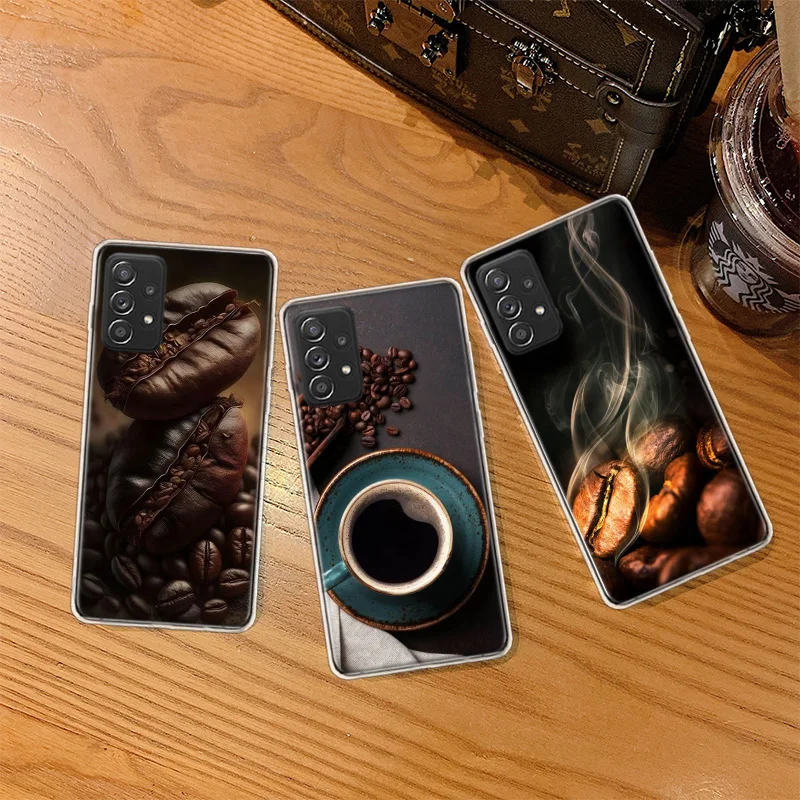 Newly Baked Coffee Beans Phone Case For Galaxy S23 S20 FE S21 Plus Samsung S24 S22 Ultra TPU Pattern S10 S10E S9 S8 Cover Soft C