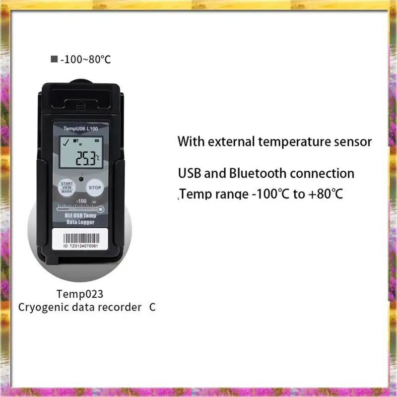 【سعر AB07 】Tempo06 -100 ° C مسجل بيانات درجة الحرارة المنخفضة الرقمية 32000 نقطة بلوتوث USB مسجل درجة الحرارة Forcold Chain St
