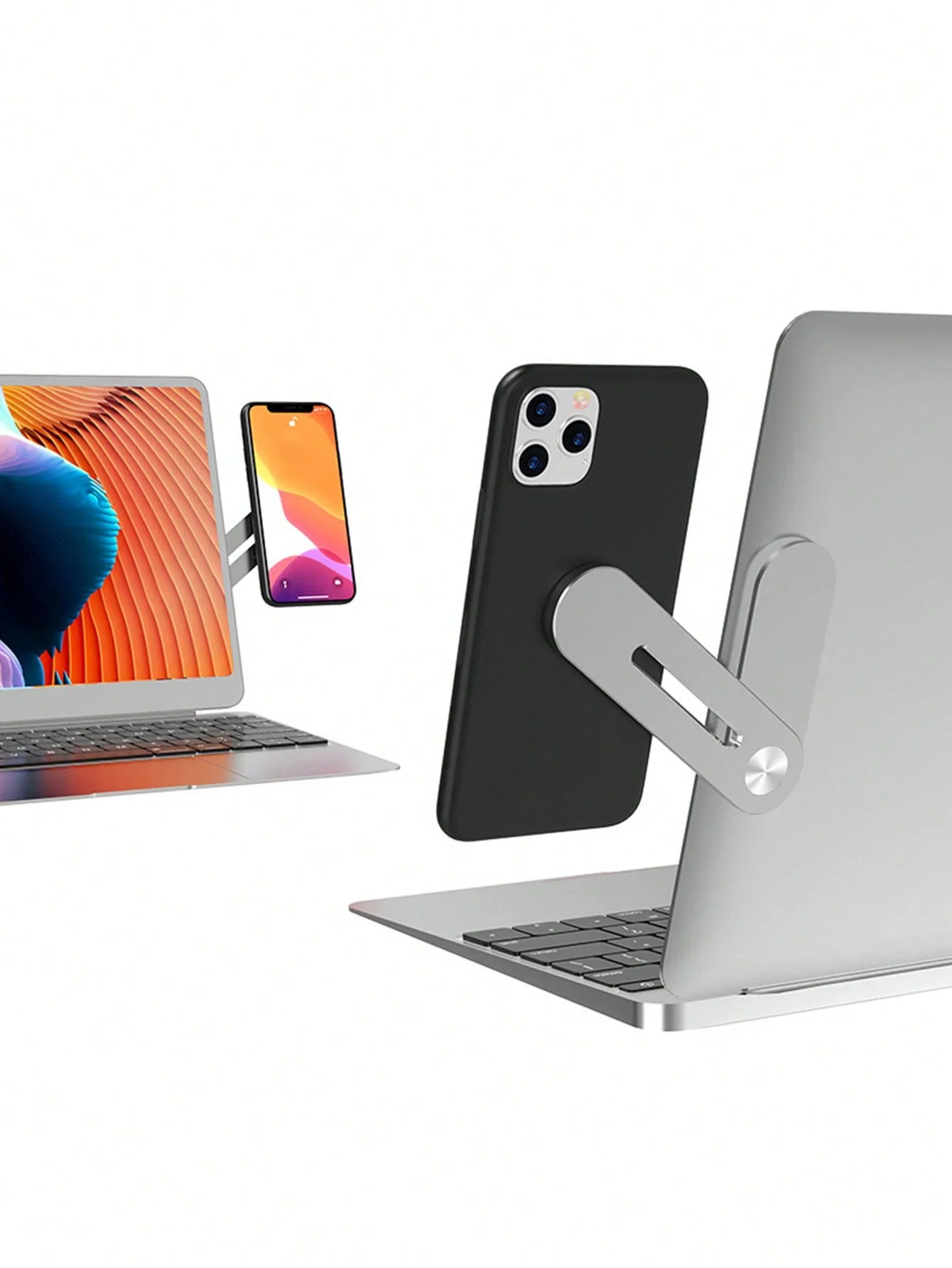 Laptop-Doppelbildschirm-Telefonständer aus Aluminiumlegierung, magnetischer, tragbarer Bildschirmständer für die Computerseite, 1 Stück