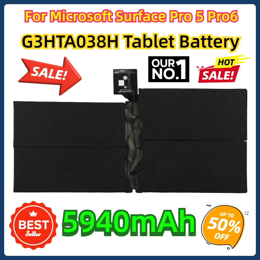 

For Microsoft Surface Pro 5 Pro6 DYNM02 G3HTA038H Tablet Battery 5940mAh Replacement Battery