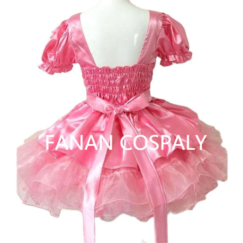 Multicolor Adult Giant Baby Sexy Girl Pink Thin Open Chest Satin Dress Sissy Japanese Maid Gothic Role Playing Customization