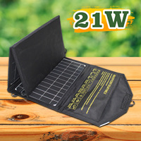 Portable 21W Foldable Solar Panel  Quick Charging 2 USB Port Charger for 12V Battery Phone iPhone Samsung Power Bank