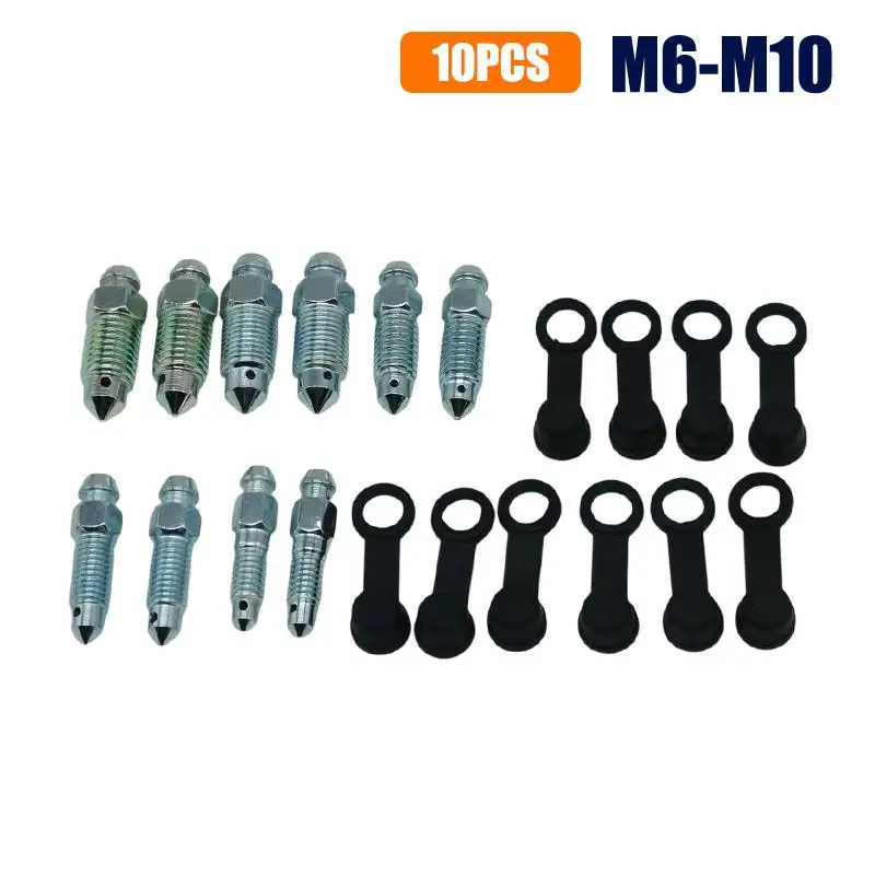 

2/10PCS/PACK Motorcycle Brake Caliper Oil Drain Deflation Screws M8 M10 With Rubber Cap For Caliper Air Bleed Nipple Bolts