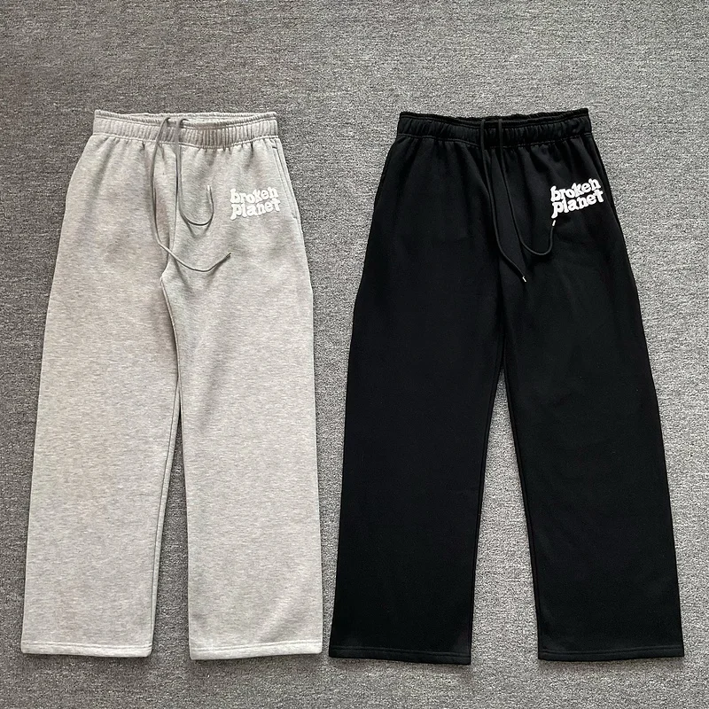 

Loose Fit Fce Lined Straight Leg Casual Trousers Men's American High Street Trendy Brand Letter Fong Print Long Pants
