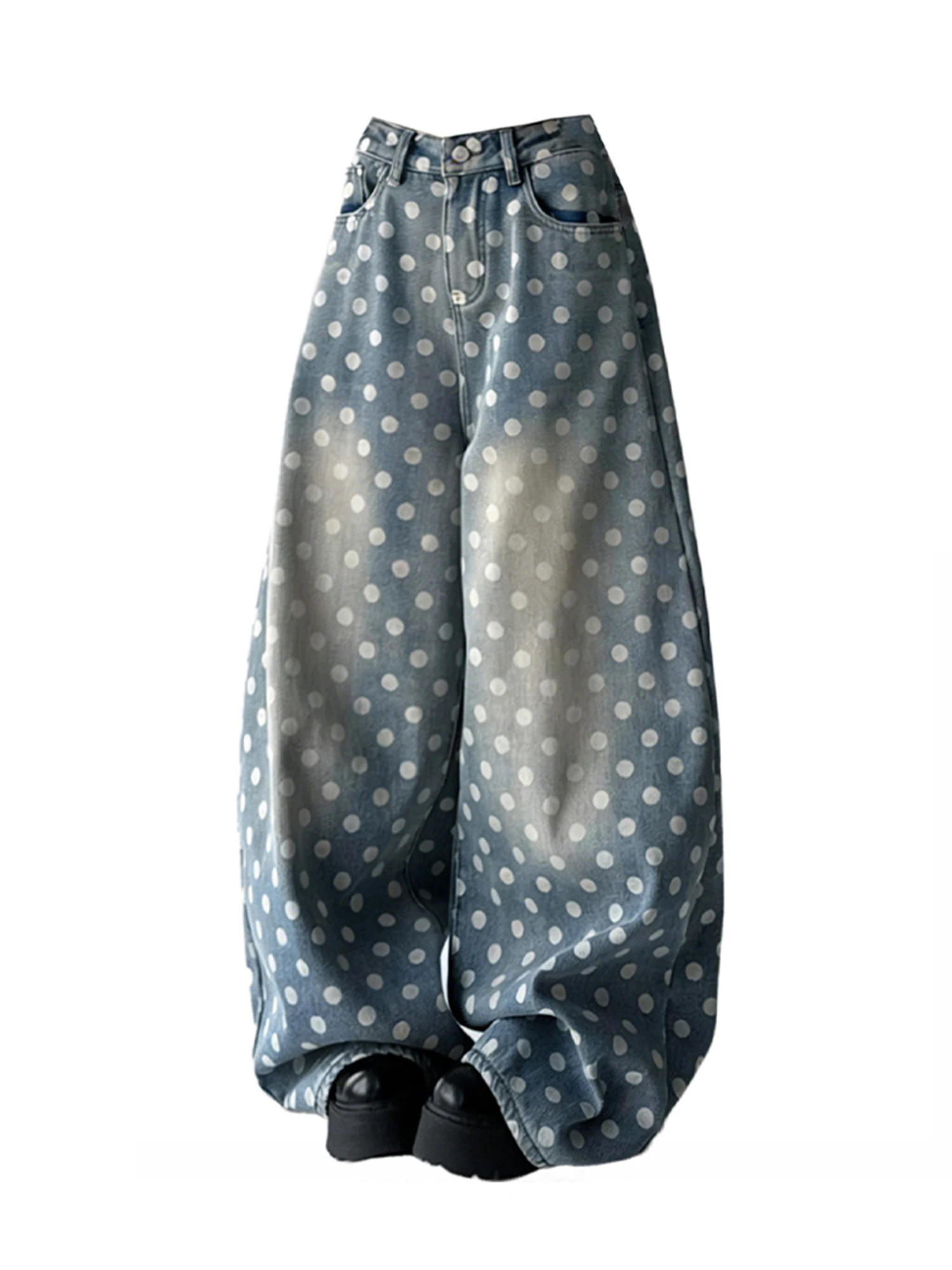 Blaue Y2k-Jeans mit Punkten für Damen, Übergröße, Grunge, weite Jeanshose, Vintage, Harajuku, Baggy, alternative Denim-Hose, Kleidung 2026