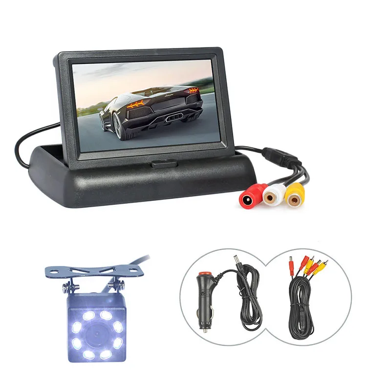 

DIYKIT 4.3" Backup Car Monitor TFT LCD Display Reversing Camera LED Night Vision Rear View Car Camera Security System