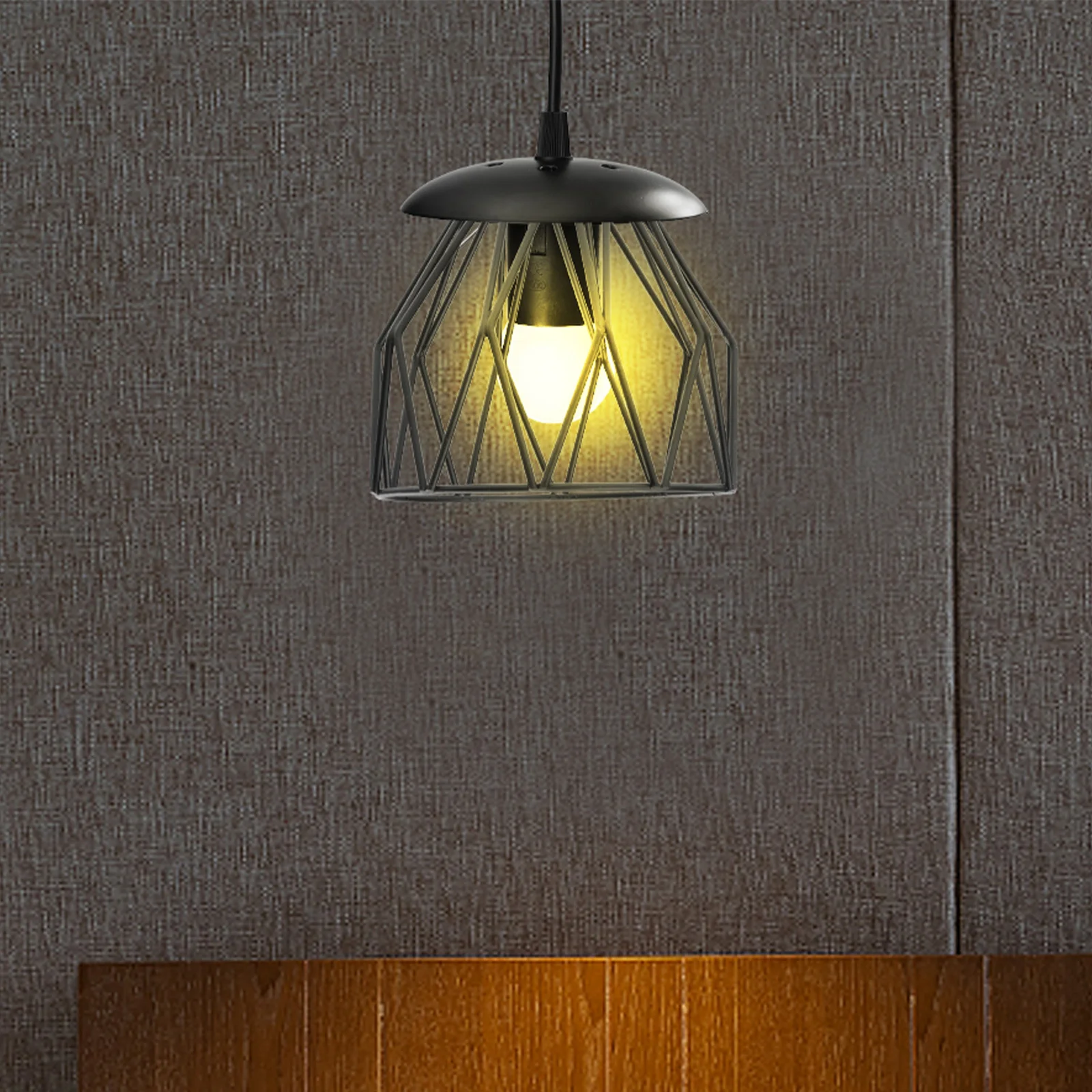 

2Pcs Industrial Black Wire Cage Lampshades Iron Pendant Light Cover Vintage Rustic Metal Fixture Wire Cage Lamp