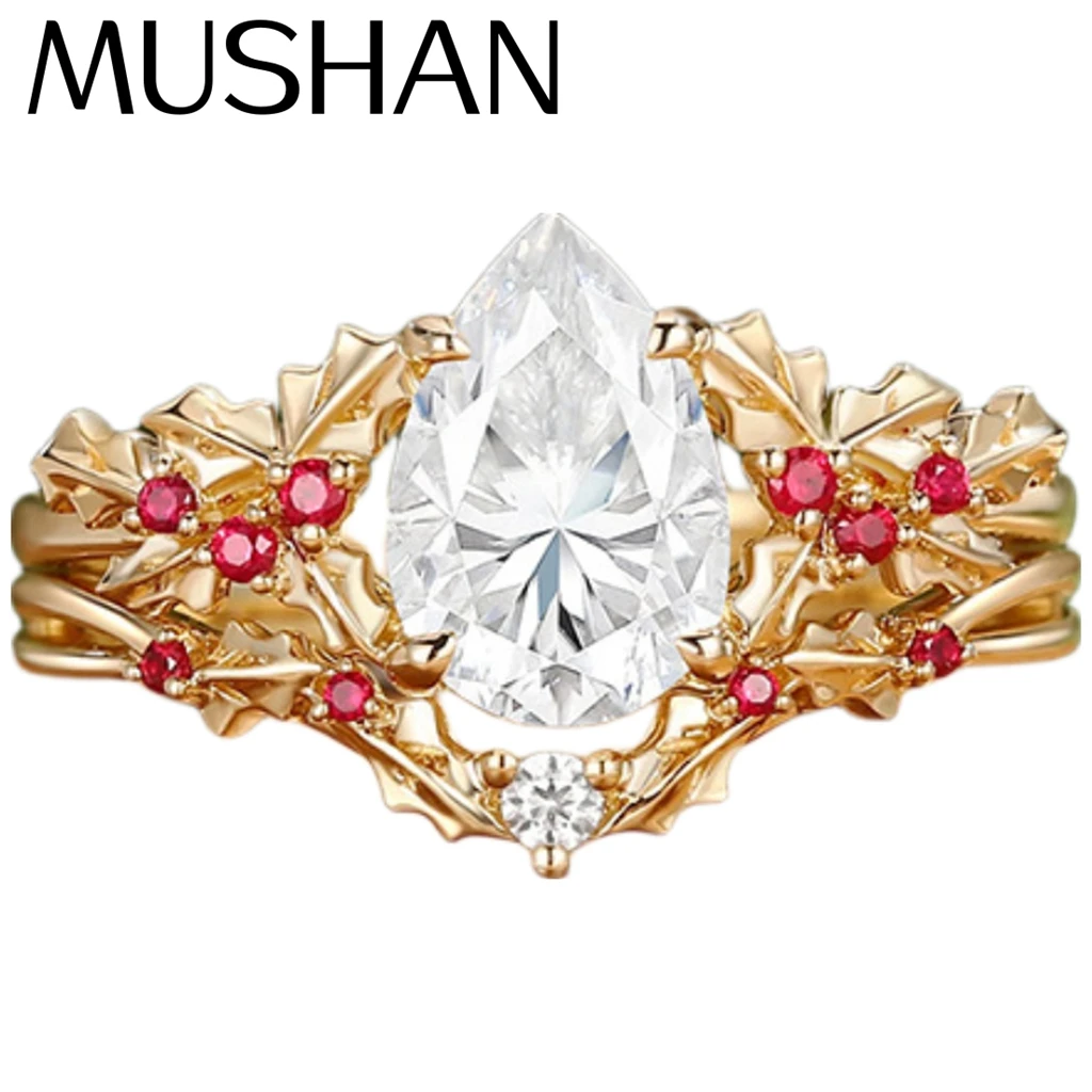 MUSHAN Custom Jewelry 925 Sterling Silver Ring Moissanite Diamond Rings Band D Color VVS Eternity s925 Pure Silver Fine Jewelry