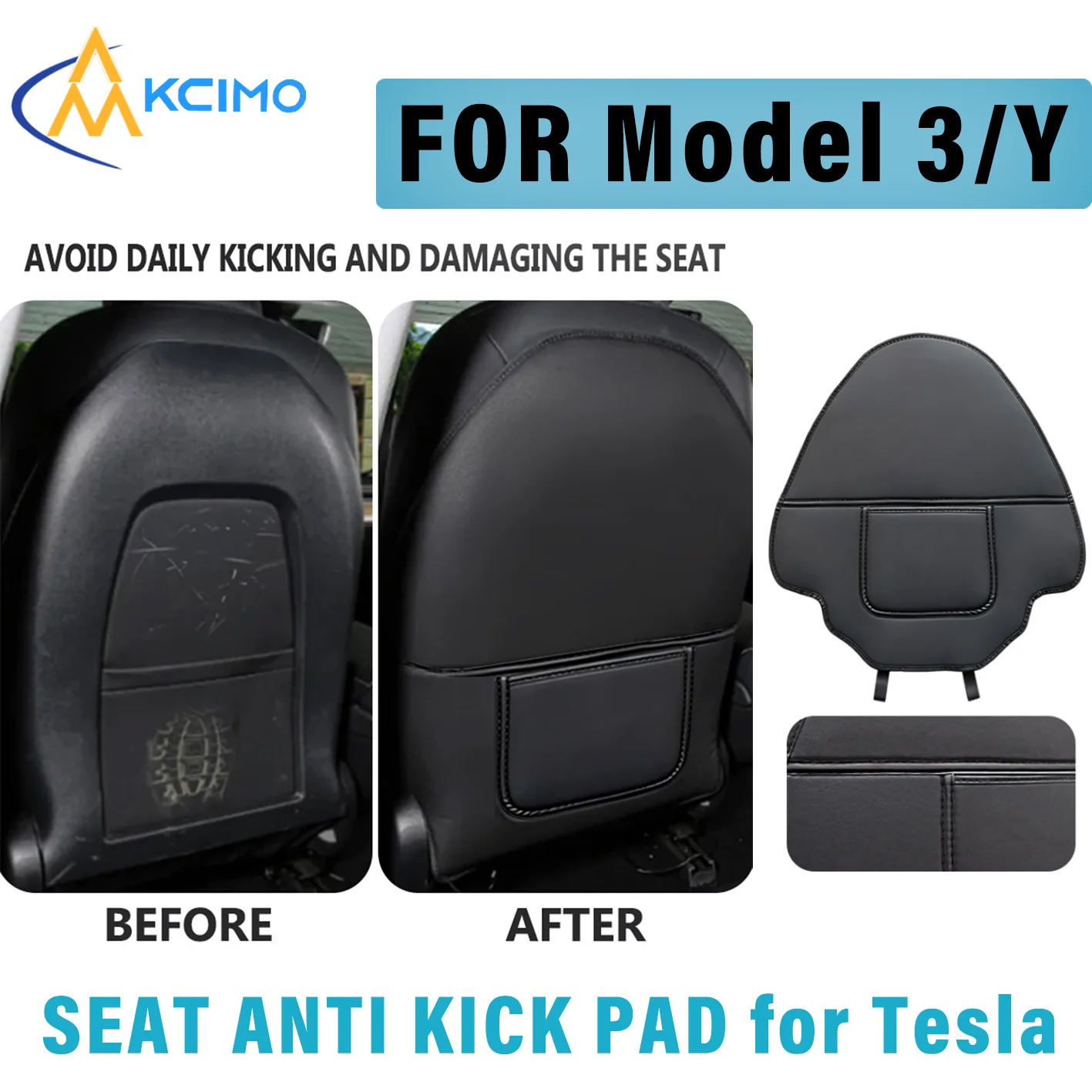 Premium Car Seat Back Protective Mat For Tesla Model 3/Y Anti Kick Pad Leather All Inclusive Rear Backrest Protection Cover Pads
