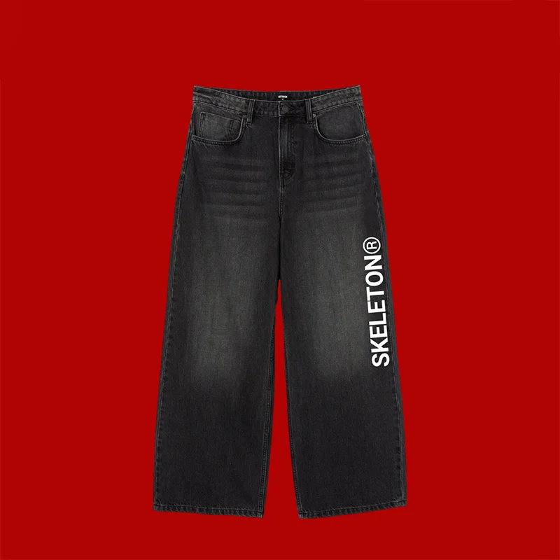 

Y2K винтажные потертые джинсы с эффектным логотипом и принтом большого размера, свободные широкие джинсы в стиле хип-хоп, мужская и женская модная повседневная уличная одежда