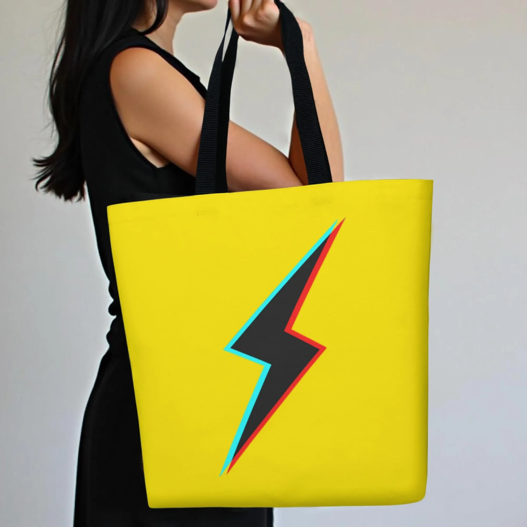 

Durable Canvas Pop Art Lightning Women Tote Bag Vibrant Contrast Print Reusable Shopping Bag Stylish Daily & Gift Use or Travel