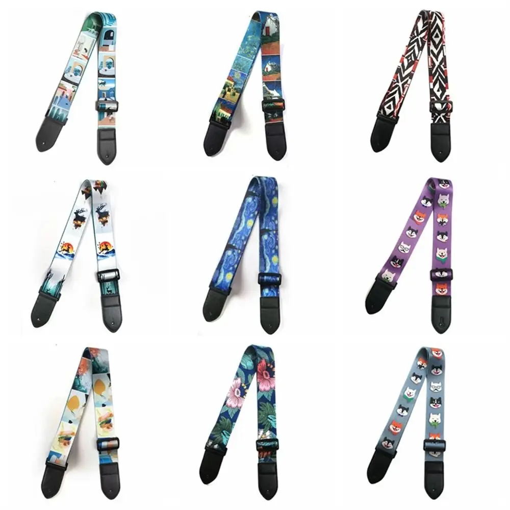 

Adjustable Guitar Strap Extra Wide Color Print Electric Guitar Belt Cotton Cute Guitar Shoulder Strap Classical Bass