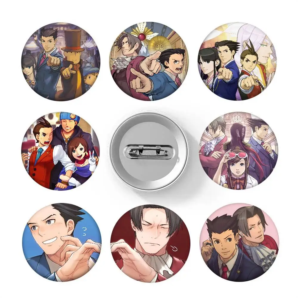 Anime Phoenix Wright Ace Attorney Round Badges Can Be Used To Decorate Clothes And Backpack Pins