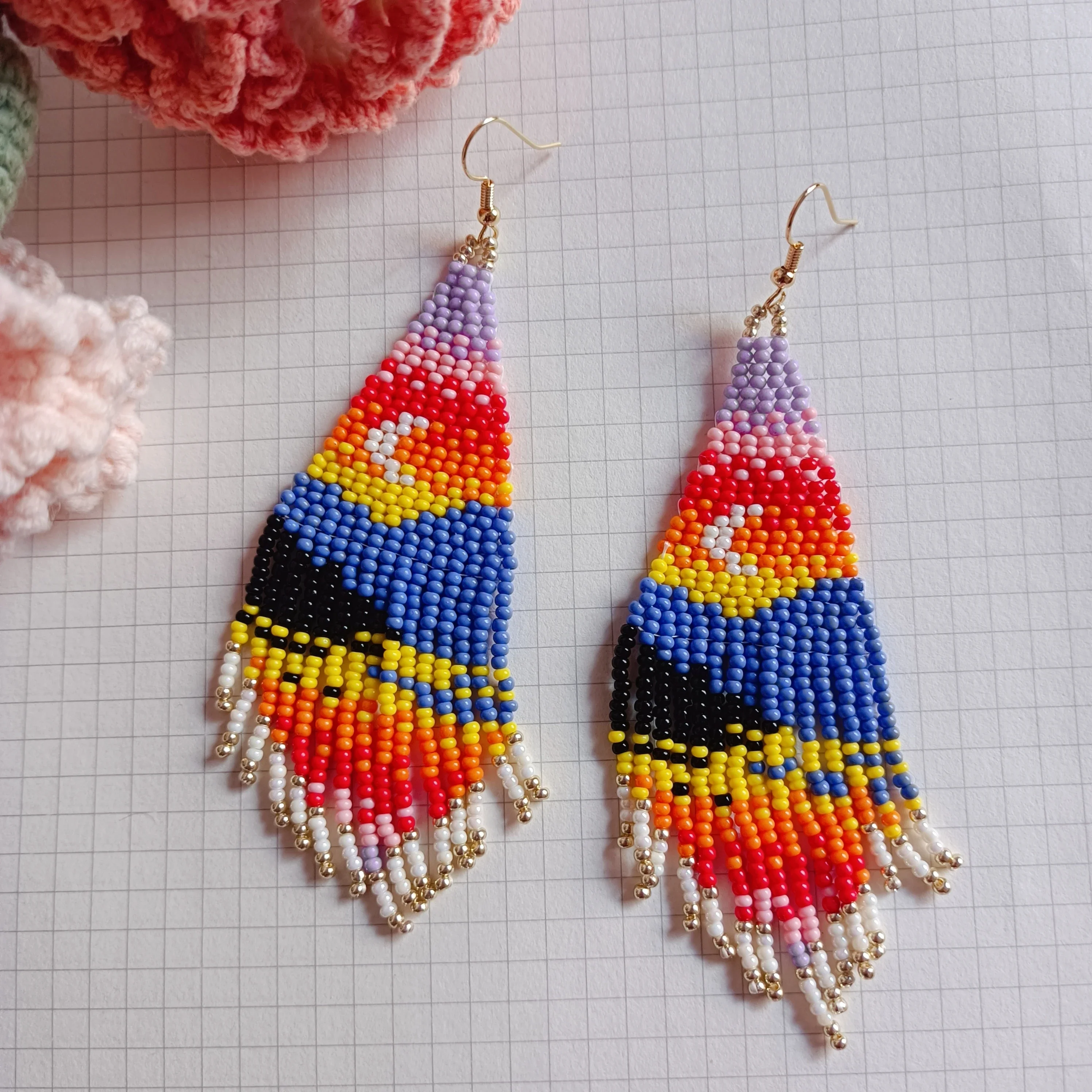 Rice Bead Earrings  Tassels  Scenery  Moon Fashion  Simplicity  Hand Knitting Alloy Bohemia Female Beaded earrings