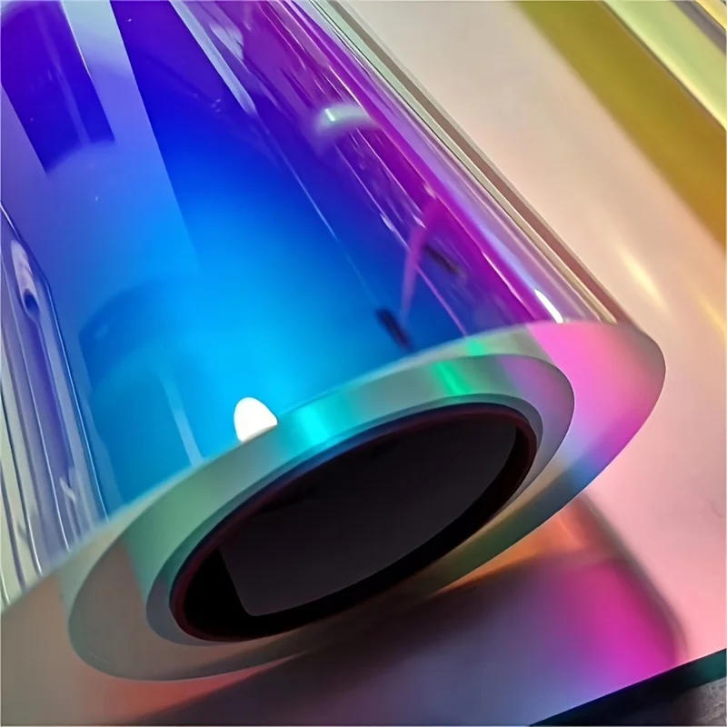 Dichroische Irisierende Fensterfolie Selbstklebend Zuschneidbar Holographisch Abnehmbar für Büro Einkaufszentrum Glas