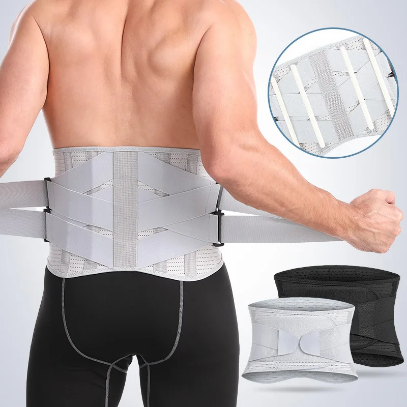 1PC Double Pull Lumbar Support Belt – Breathable Mesh Waist Compression Wrap with Reinforced Support Bars, Available in 2 Colors for Training & Lifting