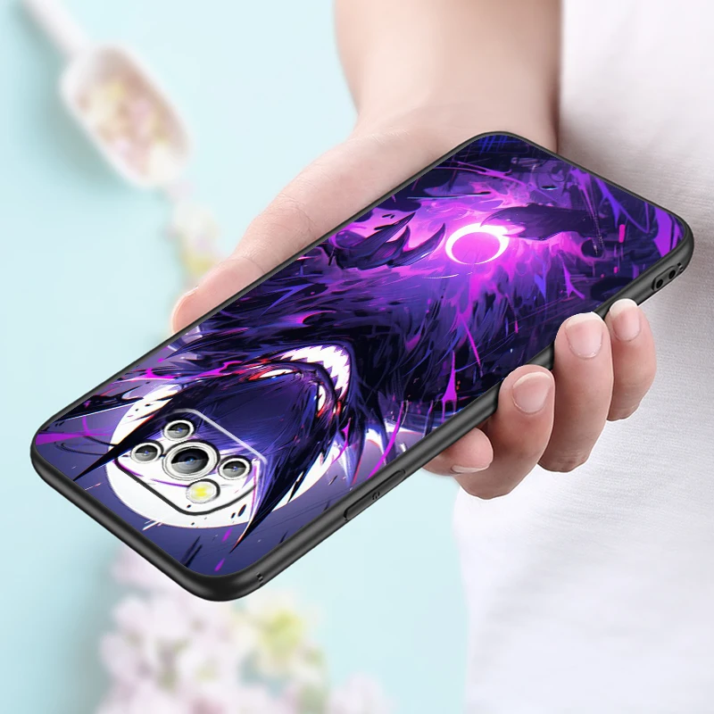 Cartoon P-Pokemones G-Gengars For Xiaomi Mi Poco F5 F4 F3 X6 X5 X4 X3 M6 M5 M5S M4 M3 C65 Pro GT NFC 5G Black Back Phone Case