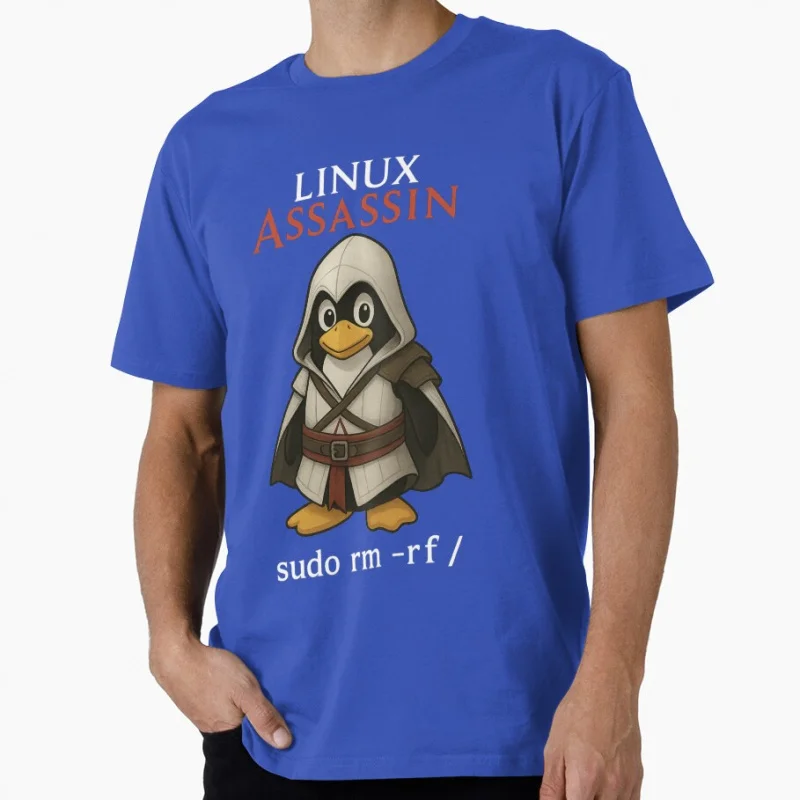تي شيرت Linux Assassin Tux the Deadly Sysadmin هدية مضحكة تي شيرت مهندس برمجيات ملابس جرافيك مطور فكاهة قمصان كبيرة الحجم #4