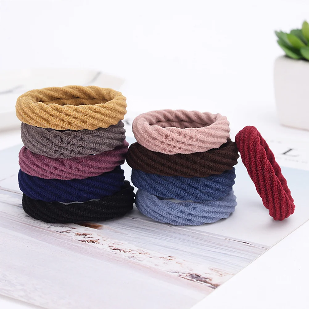 

20 pcs Jacquard Towel Ring Hair Ties Elastic Ponytail Holders Hair Rope For Women Daily Wear Party