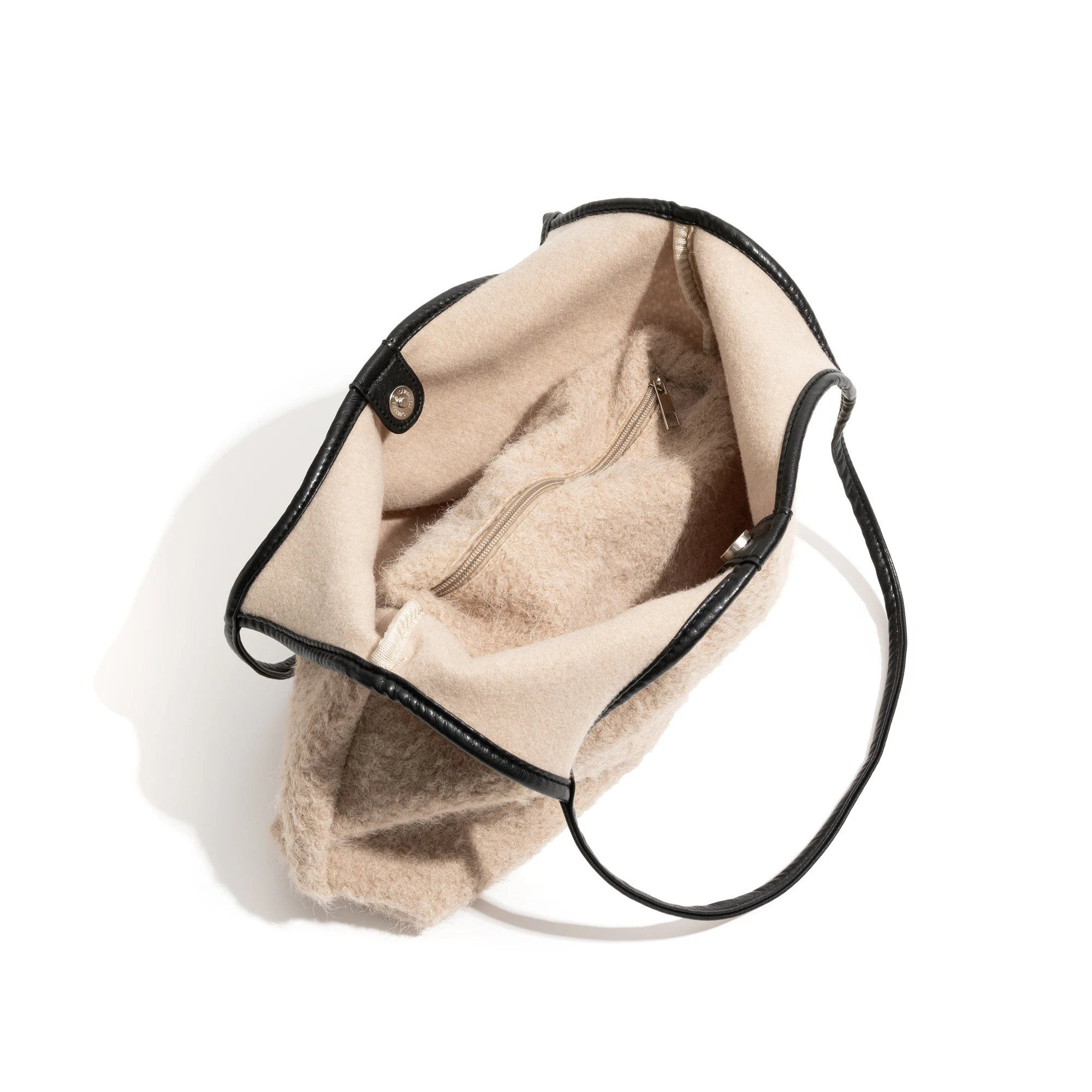 MABULA bolso de mano de tela de lana de cordero para mujer, bolso de hombro sólido informal Simple, bolso de compras cuadrado de gran capacidad, moda