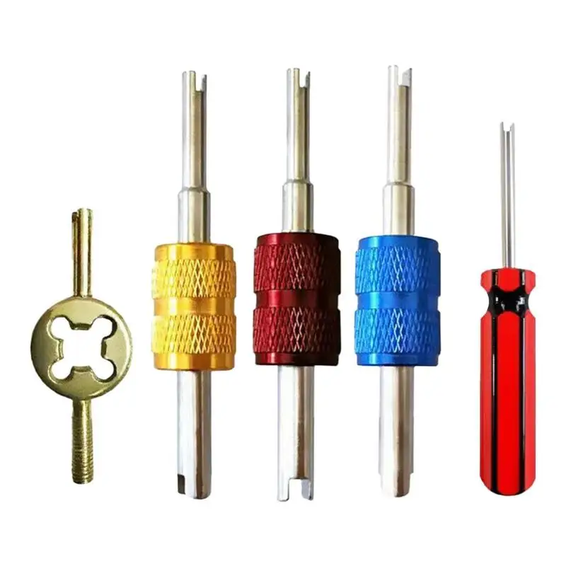 Valve Stem Tool Remover 5Pcs Tire Valve Core Remover Tools Valve Stem Puller Installer Tool For Cars Trucks Motorcycles Bicycles