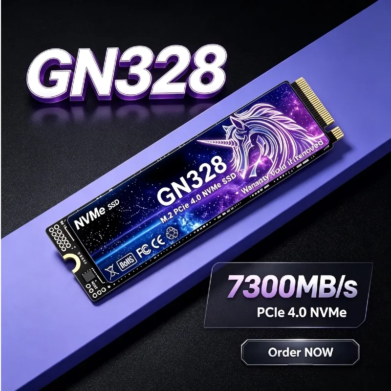 GN328 M2 PCIe 4.0 NVMe, disco de estado sólido, velocidade ultrarrápida de 7300 MB/s, SSD de vários tamanhos para atualização de laptops, computadores de mesa e PCs.
