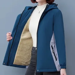 Abrigo acolchado de terciopelo para mujer, chaqueta de Cachemira de cordero, talla grande, con capucha, protección contra el frío, mantiene el calor, novedad de invierno