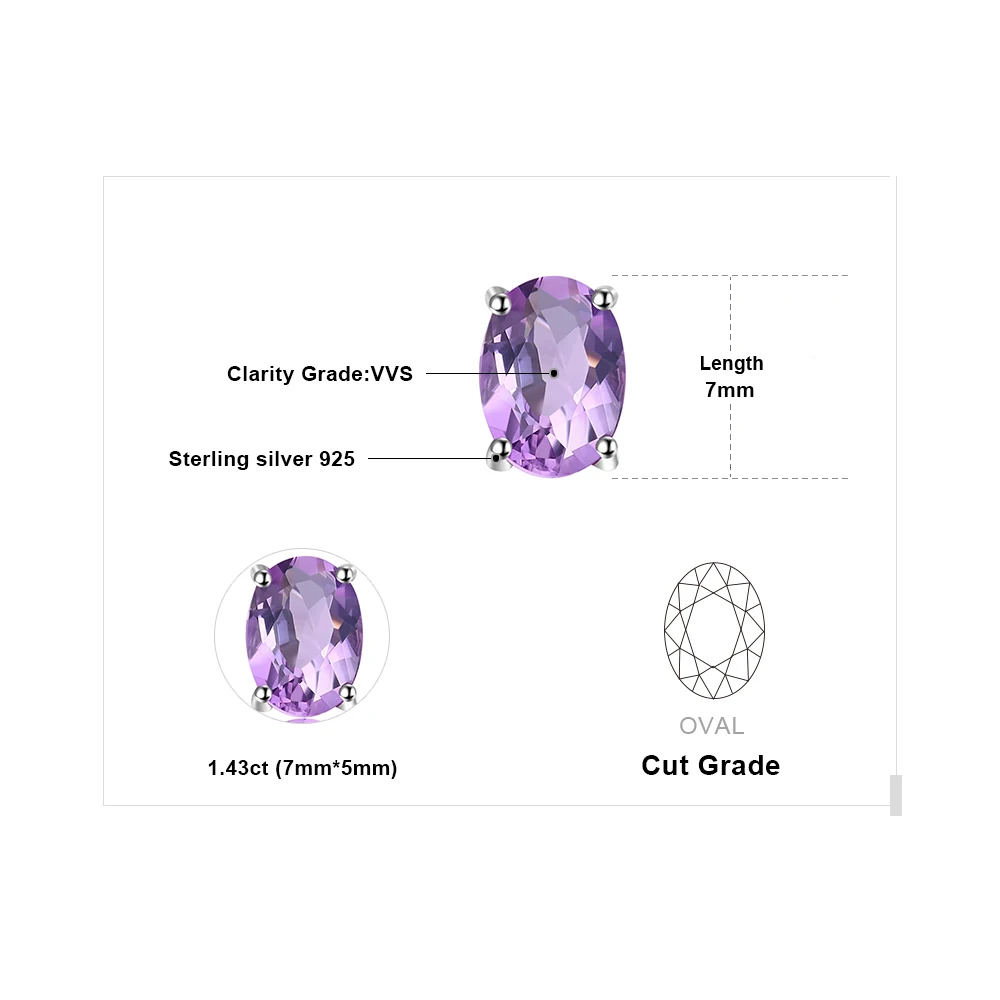 JewelryPalace Oval Natural Amethyst Citrine Garnet Topaz Peridot 925 Sterling Silver Earrings for Woman