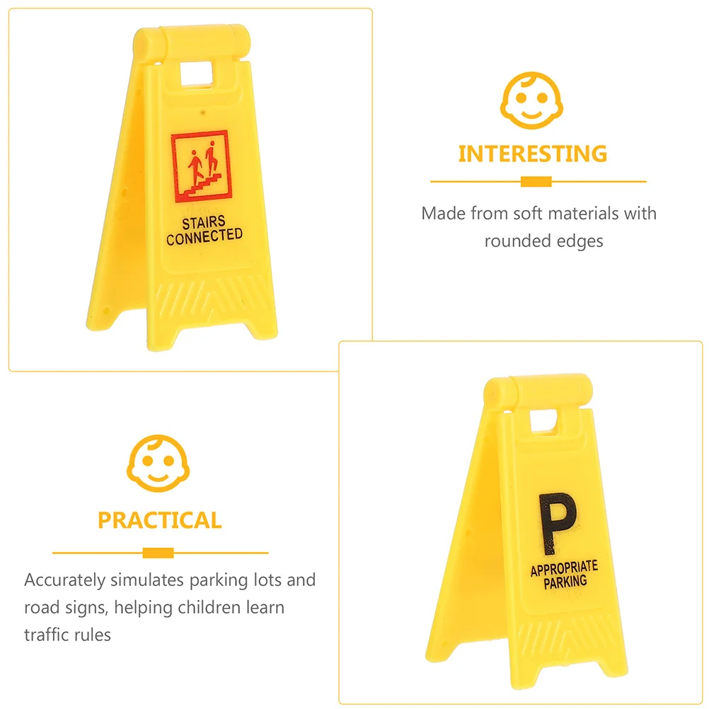 1 set 1 Set Kids Educational Mini Traffic Cone Set Bright Road Signs Pretend Play Simulation Traffic Kit For