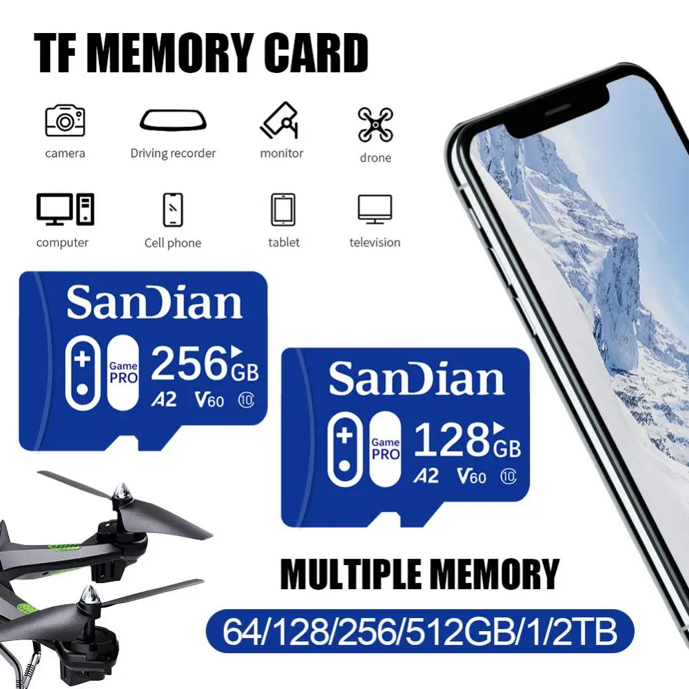 Ultra Micro TF SD Card 1TB 2TB SD Memory Card 128GB 256GB Extreme PRO V30 4K UHD TF Card cartao de memoria For Camera Dash cam