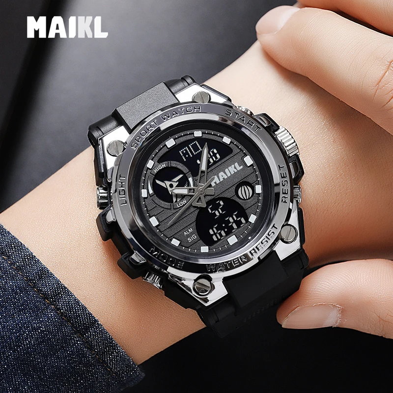 MAIKL G Style-reloj Digital para hombre, cronógrafo deportivo militar con doble pantalla, resistente al agua, electrónico, Masculino, GM04