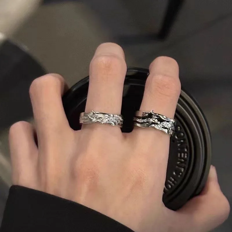 Gothic Dark Wind Starlight Ring für Damen und Herren, Schmuck, Sternring, kalter Wind, offener Ring, Vintage, flüssiger Punk-Schmuck, Zubehör