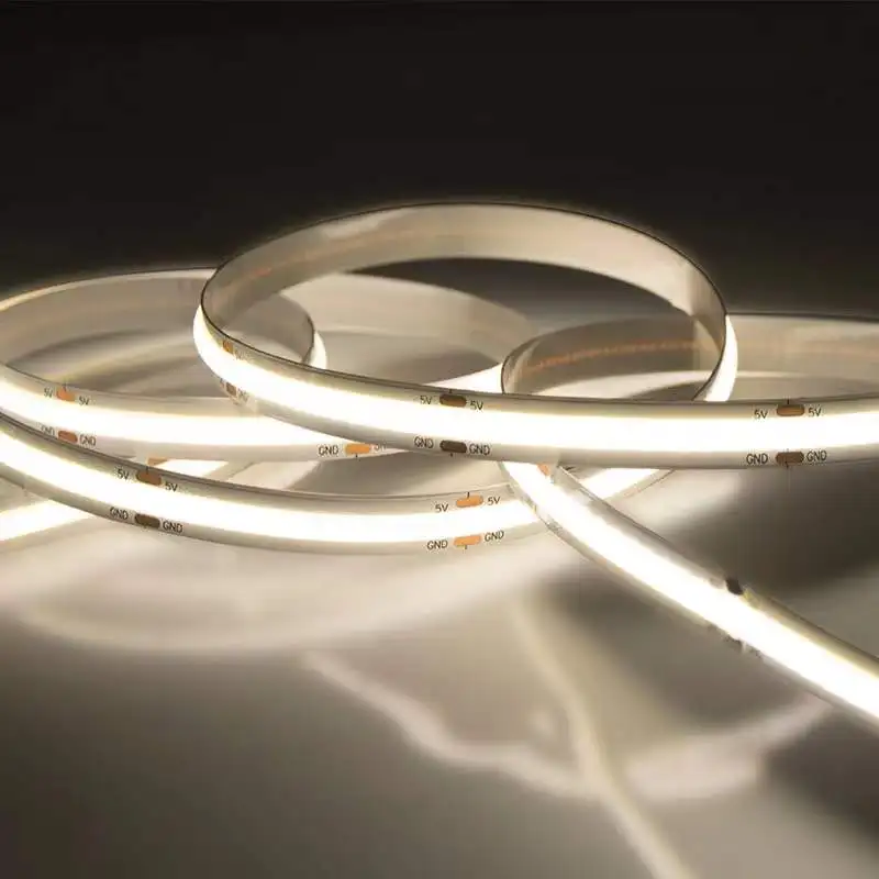 COB-Streifenlicht, 5 V, 12 V, 24 V, flexibles Klebeband mit hoher Dichte, RA90, weiß, natürliches Weiß, warmweiß, dimmbar, 8 mm, 5 mm LED-Band – Detail 5