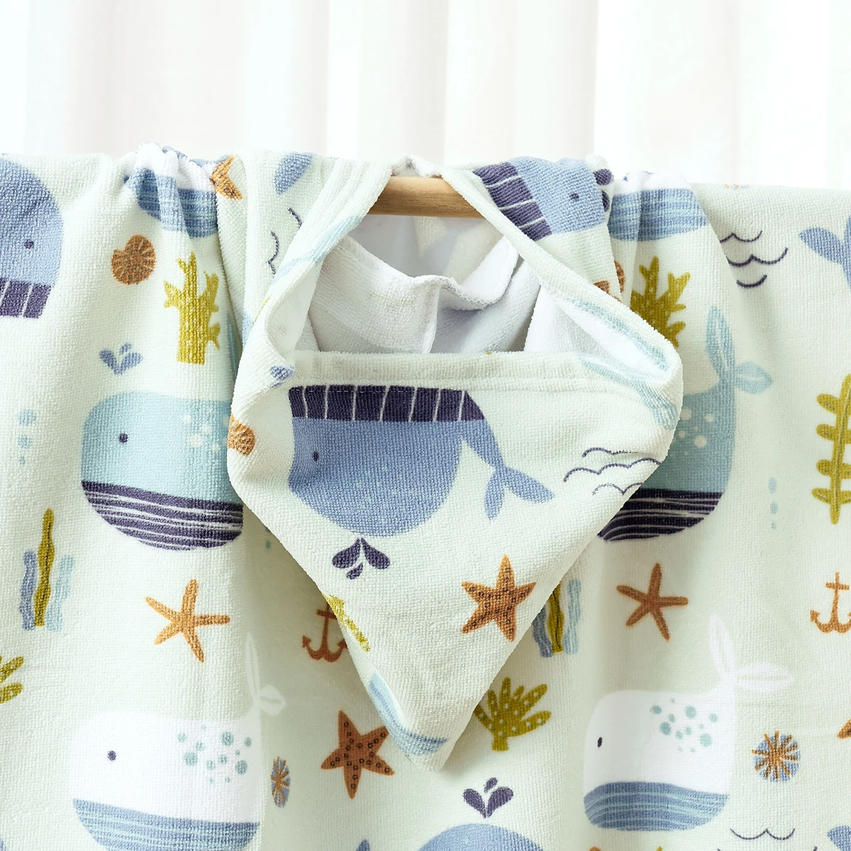 HappyFlute 60x60CM Kids Microfiber Badhanddoek met capuchon Unisex Natuur Dierenprint Zwemmen Strandlaken voor meisjes en jongens