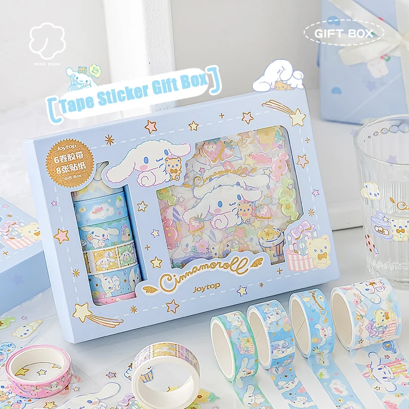 Sanrio Kuromi Cinnamoroll Melody Stickers Gift Box Kawaii Anime Hand Account Guka Decoration DIY Sticker Girls Kids Toys