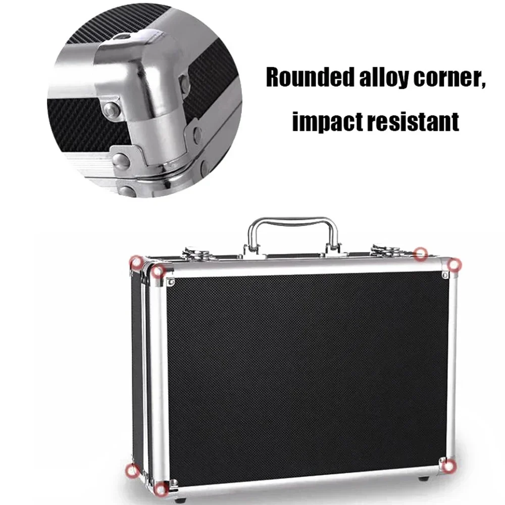 30x17x8cm Aluminum Tool Box with Sponge Lining Handheld Impact Resistant Tool Case Portable Instrument Box Storage Case