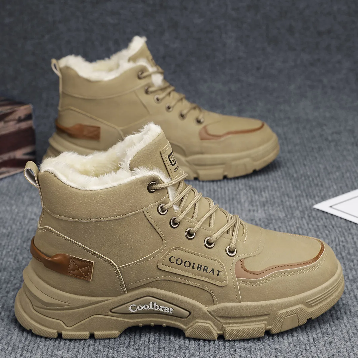 

Мужская зимняя теплая повседневная обувь на флисовой подкладке, универсальные уличные зимние ботинки для холодной погоды, удобные модные ботинки