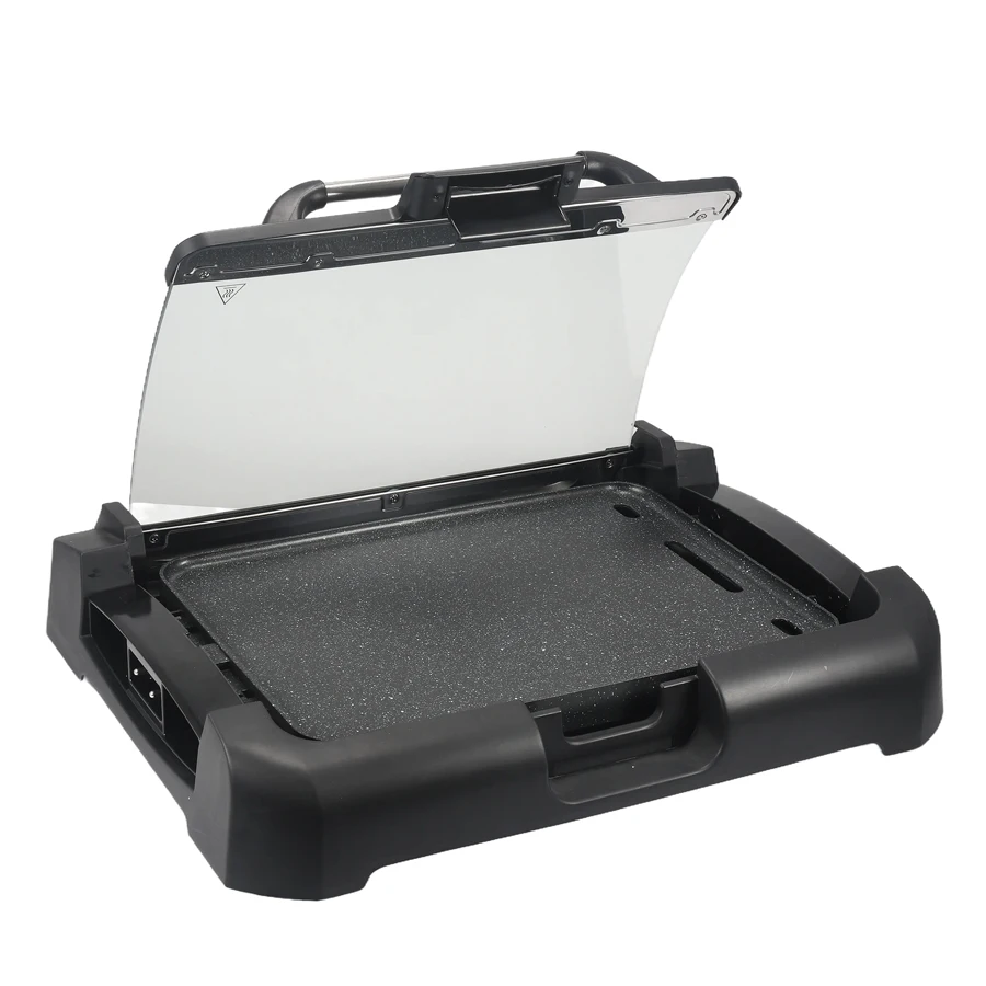 Griglia elettrica reversibile da 1800 W - BBQ e piastra senza fumo 2 in 1, griglia portatile per interni/esterni con doppi piastre antiaderenti