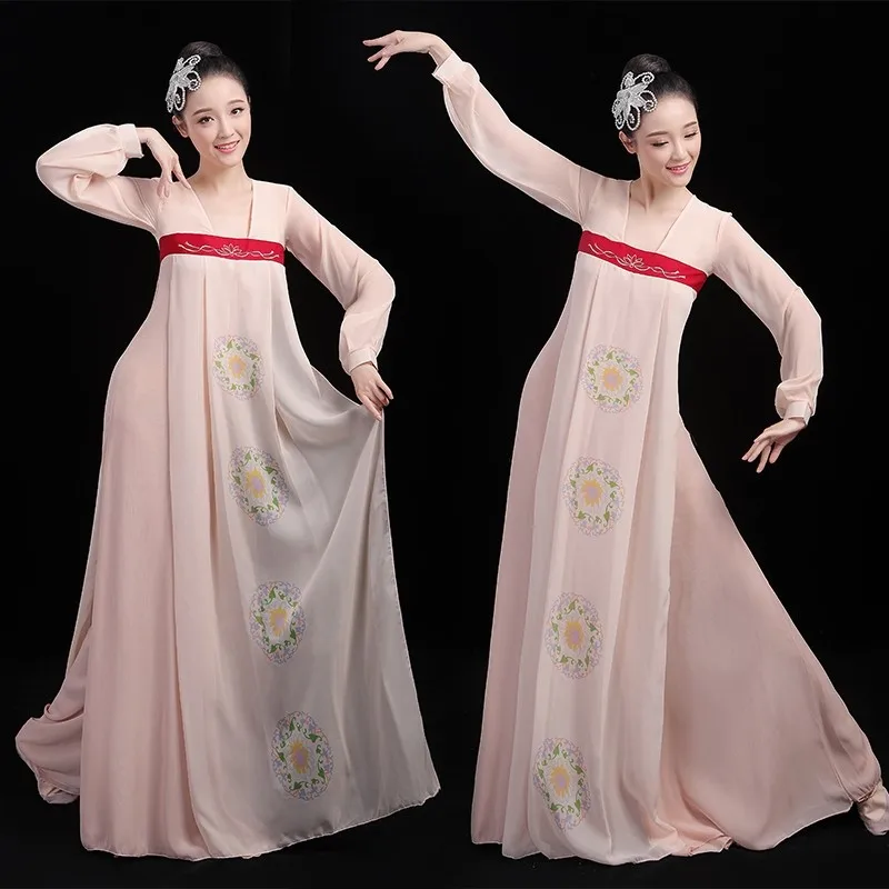 Ladies Yangko dance costume Chinese classical dance costume Female gauze dress body  fan dance Chinese style modern dance set