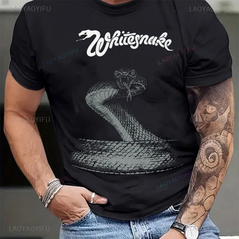 Cool Whitesnake Greatest Band Tour 2018 Black T Shirt 100% Cotton Short Sleeve T Shirt Funny Whitesnake Band Print Music Top Tee