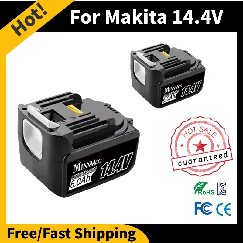 

6Ah Lithium Battery Replacement 14.4V for Makita BL1430 LXT200 BL1415 194558-0 194559-8 194066-1 With Charger