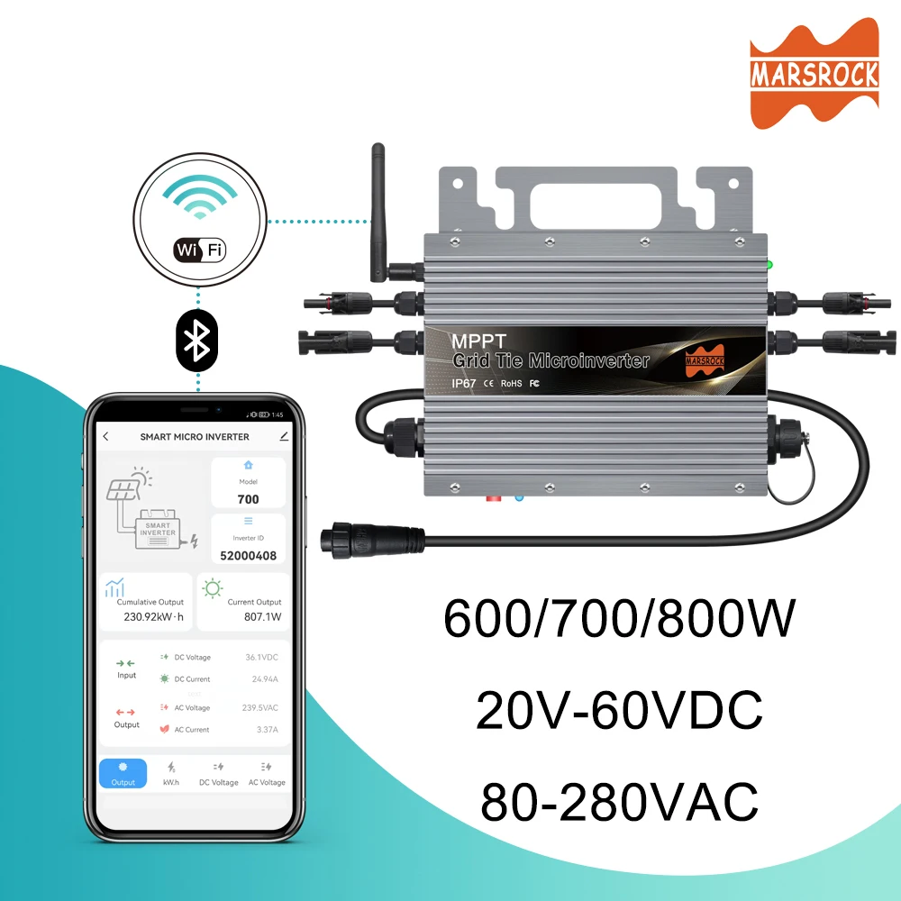 700 Вт 80-265VAC MPPT солнечная сетка, подключенный микро инвертор с Wi-Fi интеллектуальной связью, возможность подключения солнечных панелей 22-60 в