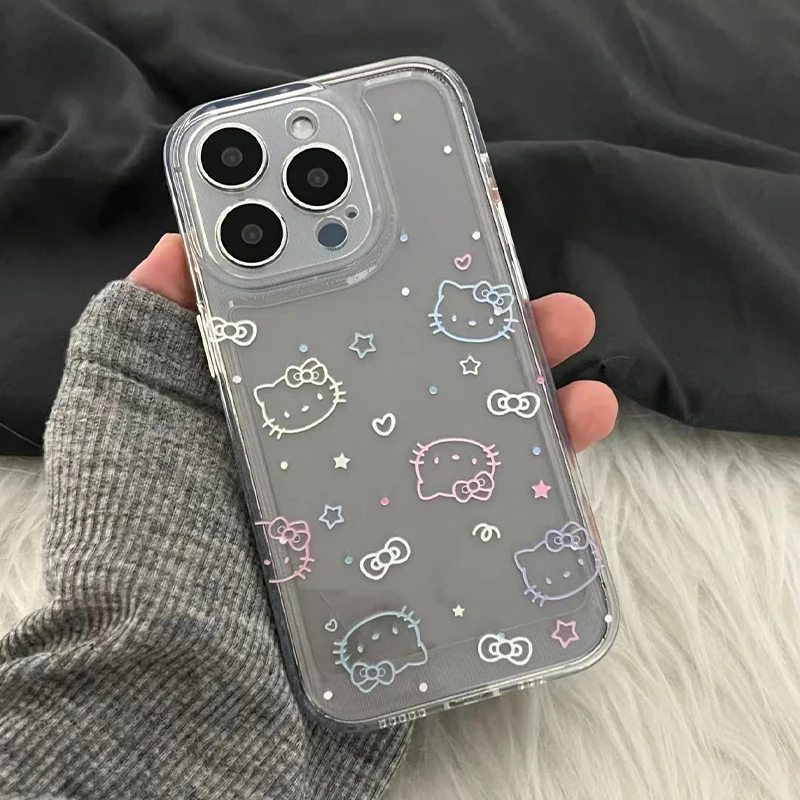 Kawaii Sanrio Hello Kitty Mobile Phone Case Cute Cartoon Pink IPhone 7 8 Plus 15 14 12 13 11 Pro Max Anime Cases Christmas Gifts