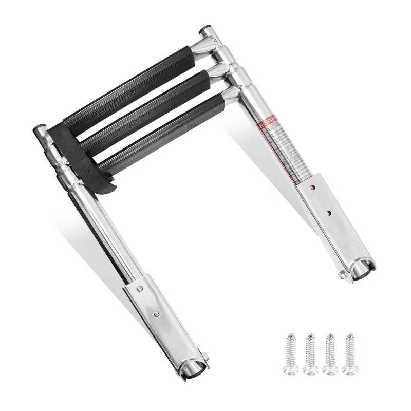 3 Step Stainless Steel Telescoping Boat Ladder 600 Pound for Swim 3 Step Ladders Capacity for Marine Yacht/Swimming Pool