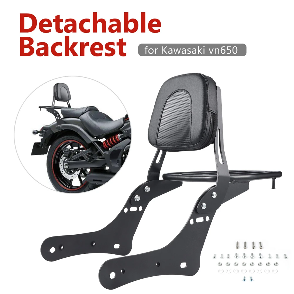 

Rear Detachable Backrest Cushion Pad with Luggage Rack Passenger Seat Sissy Bar for Kawasaki Vulcan S 650 VN650 EN650 2015-2022