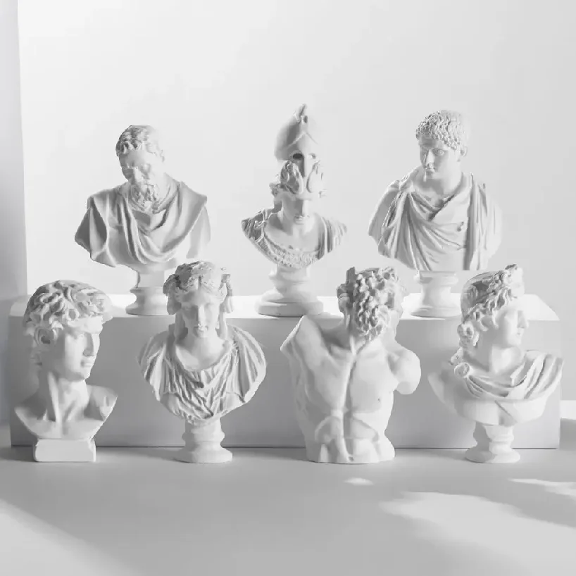 

New Mini Figurine Plaster Statue Greek Mythology Celebrities Famous Sculpture Drawing Practice Gypsum Bust Portraits Home Decor