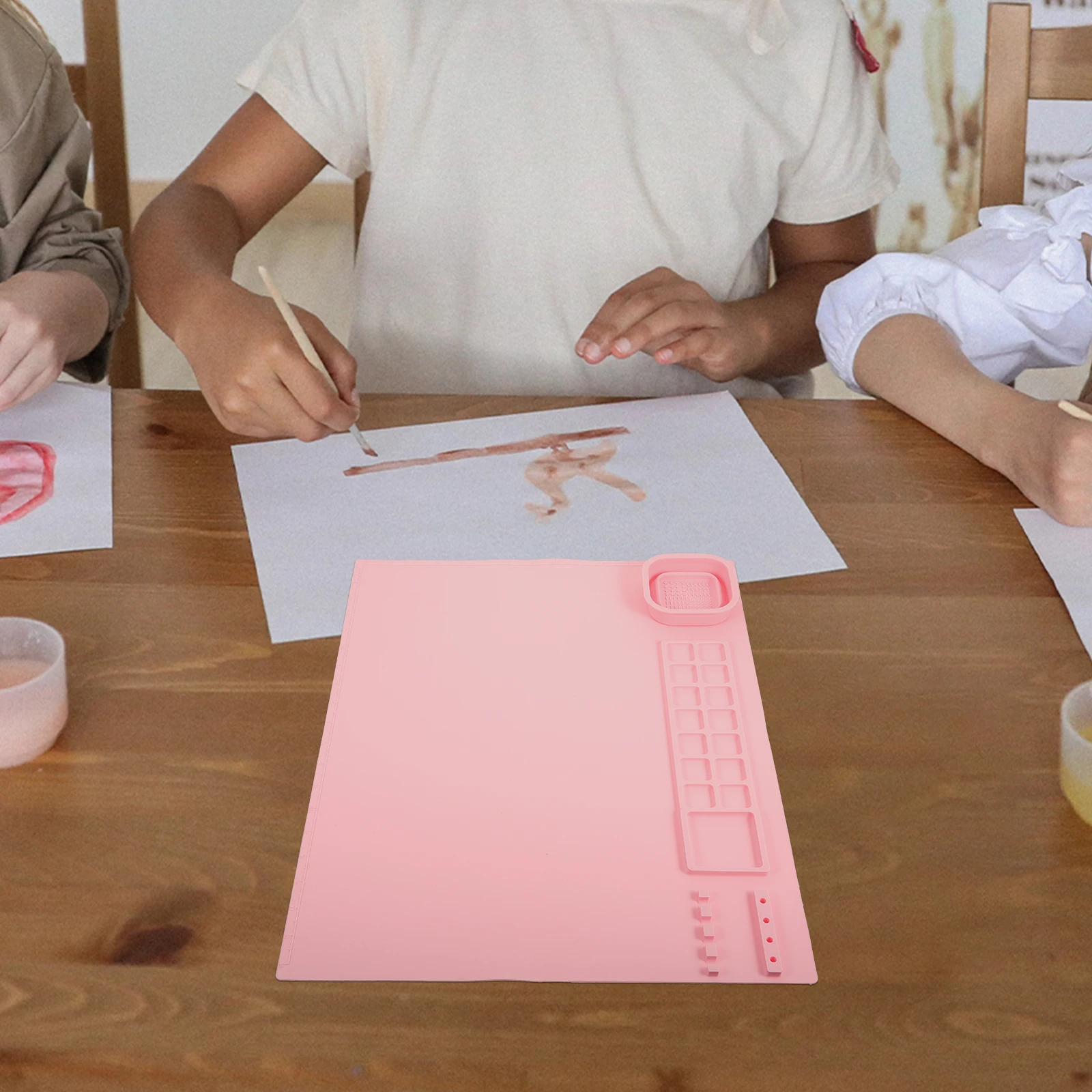 

Silicone Drawing Mat Paint Pans Trays Mixing Board Pink Pigment Plate Child DIY Painting Supplies Color Mixing Plates Watercolor