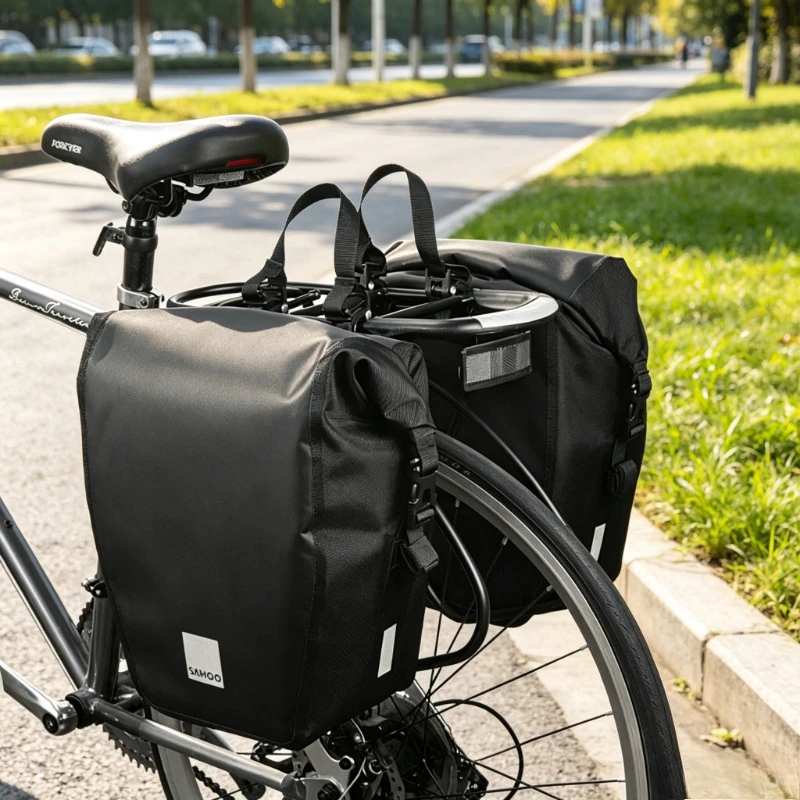 10L Bicycle Rack Bag, Black Pannier Pack for Mountain Bikes & Motorcycles, Scratch-Resistant Durable Cycling Luggage Bag