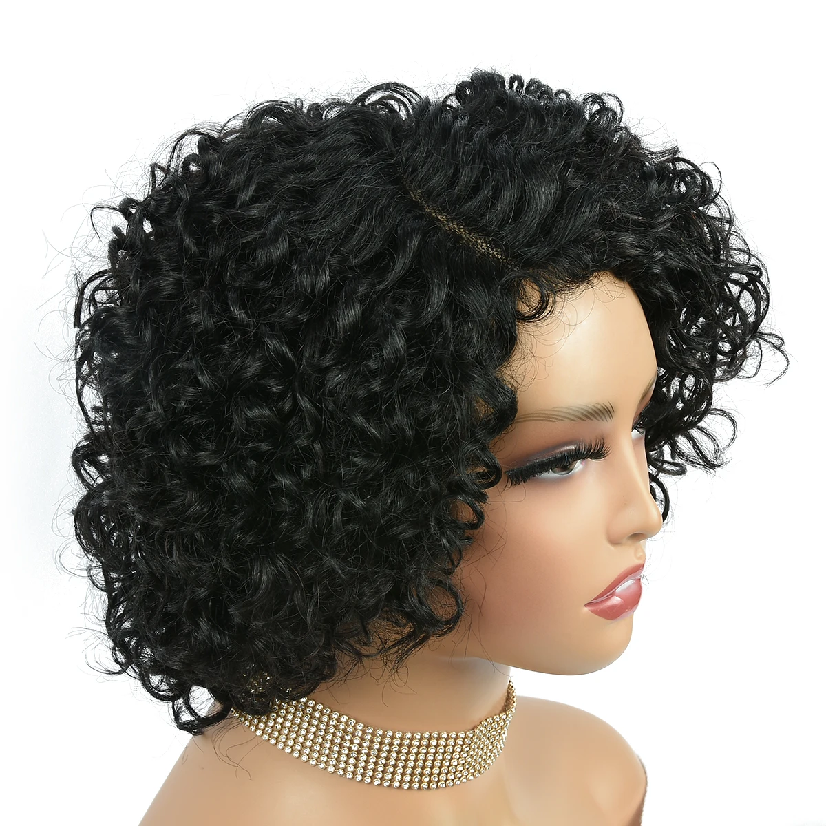 Peruki z ludzkich włosów, kręcone, pixie cut, kolorowe, peruki typu lace front 4x1 z ludzkich włosów, wstępnie wyskubane, z przedziałkiem z boku dla kobiet.